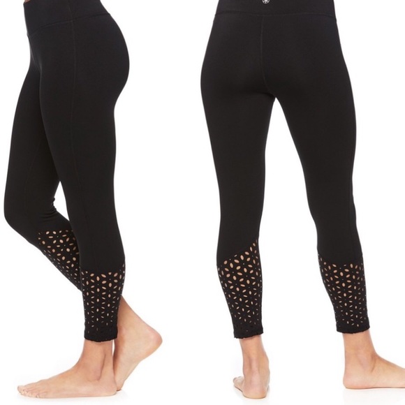 Gaiam Cora High-Waisted Laser-Cut Black Capri Leggings - Picture 10 of 10
